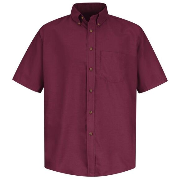 Red kap Men's Short Sleeve Poplin Dress Shirt large burgundy - Picture 1 of 6